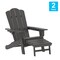 Flash Furniture Gray Adirondack Chairs with Ottoman-Cupholder, 2PK 2-LE-HMP-1044-110-GY-GG - alternate 2